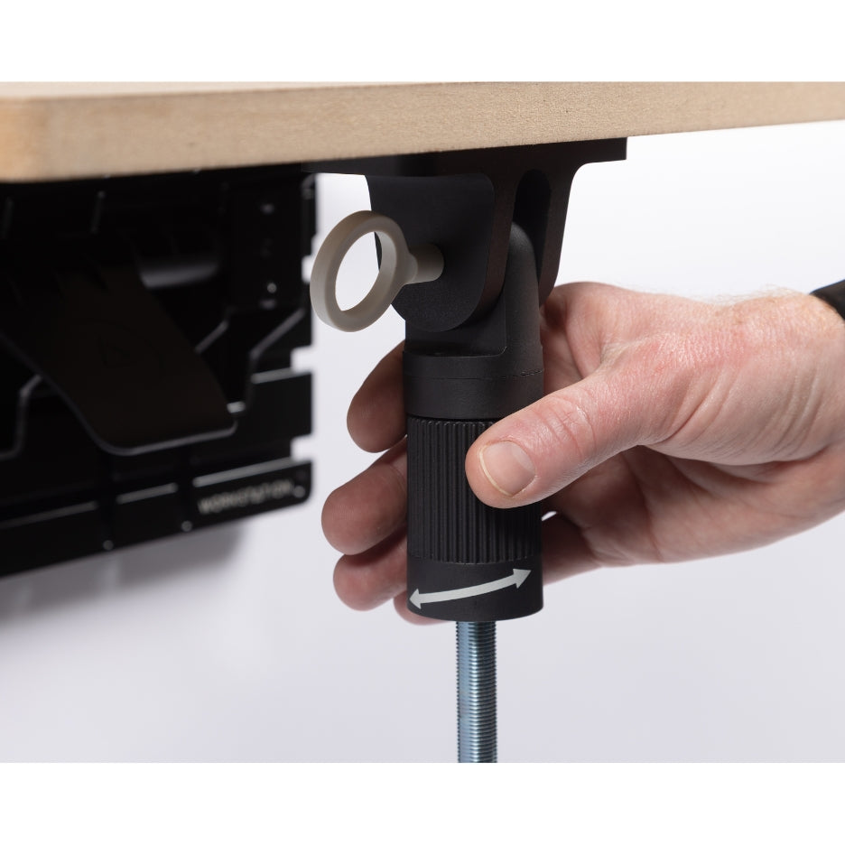 Hand fine tuning Shaper Tools Shelf Upgrade Kit using the adjustable support leg