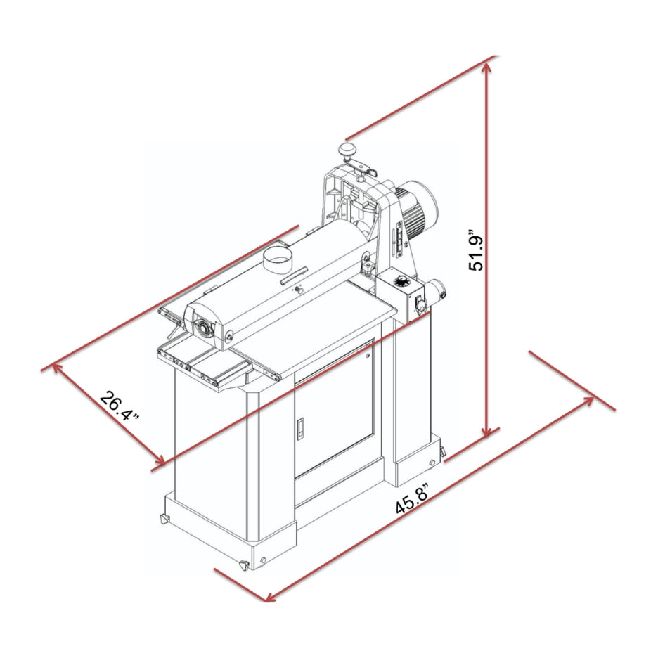 SuperMax Tools SuperMax 25 Inch Drum Sander on Closed Stand 25-50 SUPMX-72550 dimensions