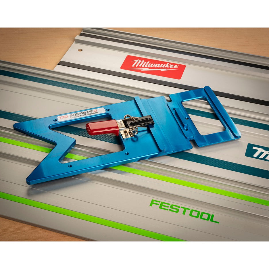 TSO Guide Rail Square Parallel Edge GRS-16 PE v2 61-519 on Festool, Makita, Milwaukee guide rails