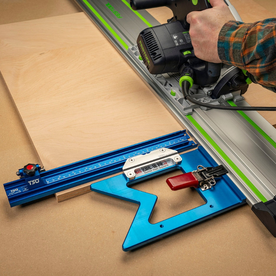 Connector shown with GRS-16 PE V2 guide rail square and 0" Parallel Guide System