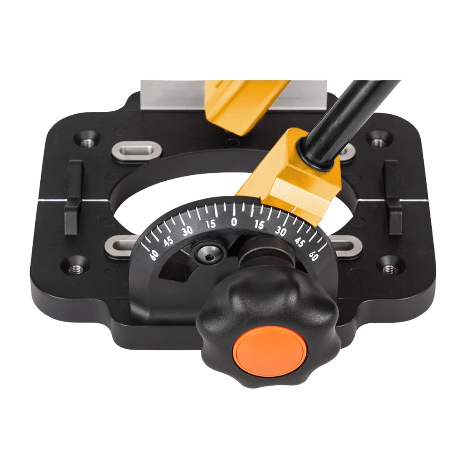 Secure angle settings and a clear view of the drilling mark for accurate results