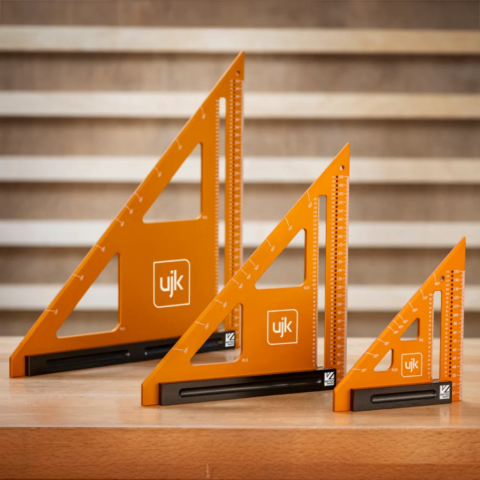 UJK Tools Professional Woodworker's Marking Squares come in three different sizes: 150mm, 250mm and 350mm.