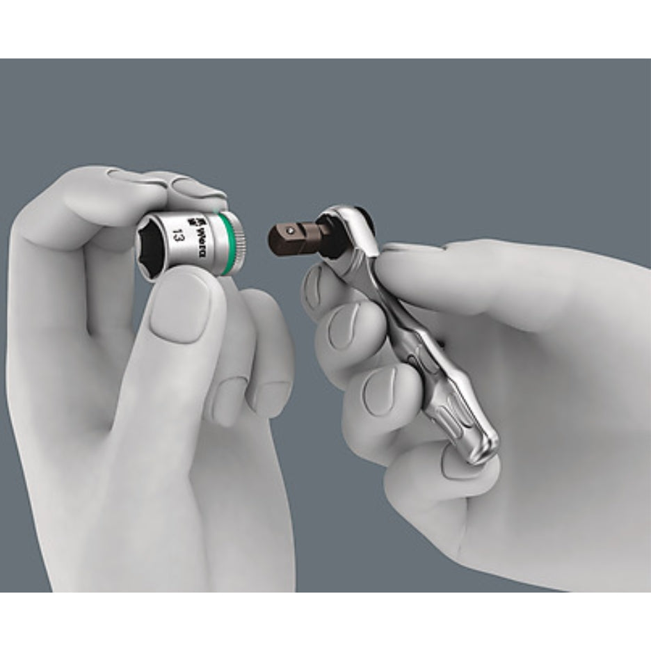 1/4" sockets can also be used
with the Zyklop Mini bit ratchet by
connecting the 870/1 adapter (¼"
hexagon to 1/4" square head).