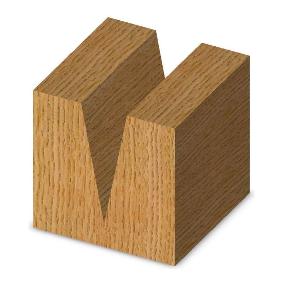 Steep cut made in wood using the Whiteside Carving Liner Router Bit 22 Degree Carving Liner Router Bit