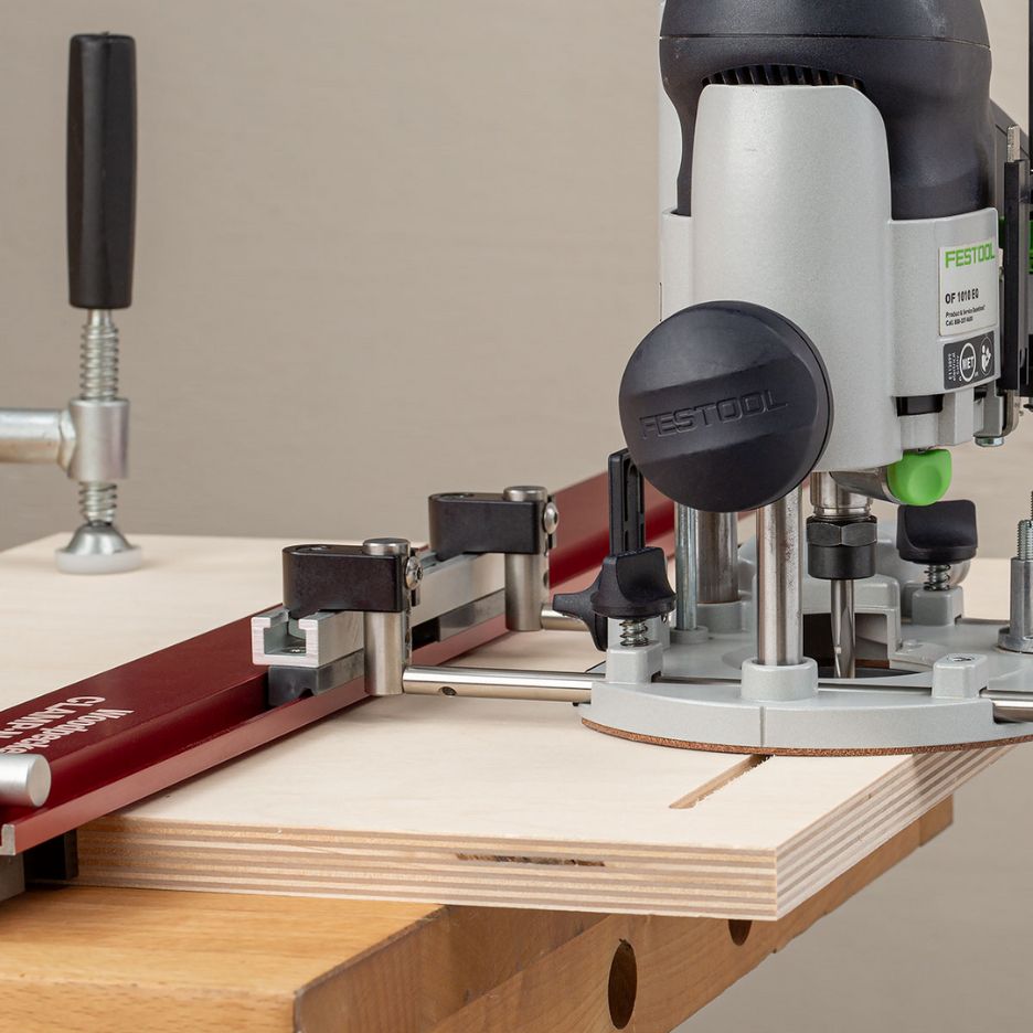 Your router sits flat on the material, making for more accurate cuts