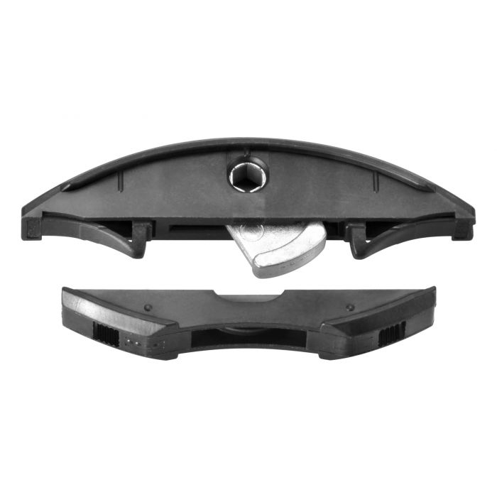 The Lamello Clamex P-14 Flexus Detachable Connectors consist of two components that lock together with a hex key.