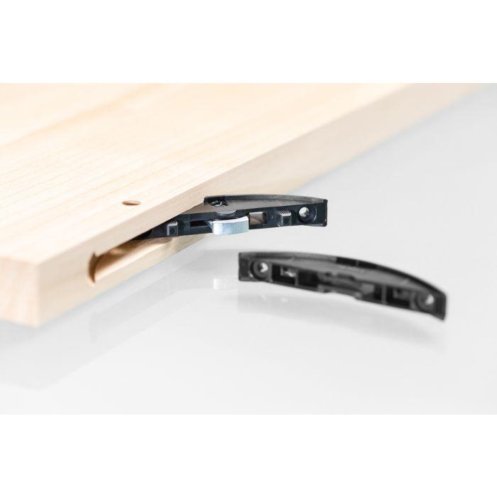 Lamello's unique P-system slot allows quick and accurate installation of hardware without glue or fasteners