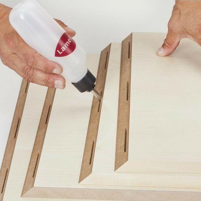 Lamello's Minicol glue bottle is ideal for applying glue to biscuit slots and mortises