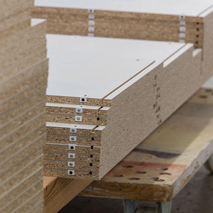 Lamello Cabineo 8 connector installs flush to the surface, easing material handling