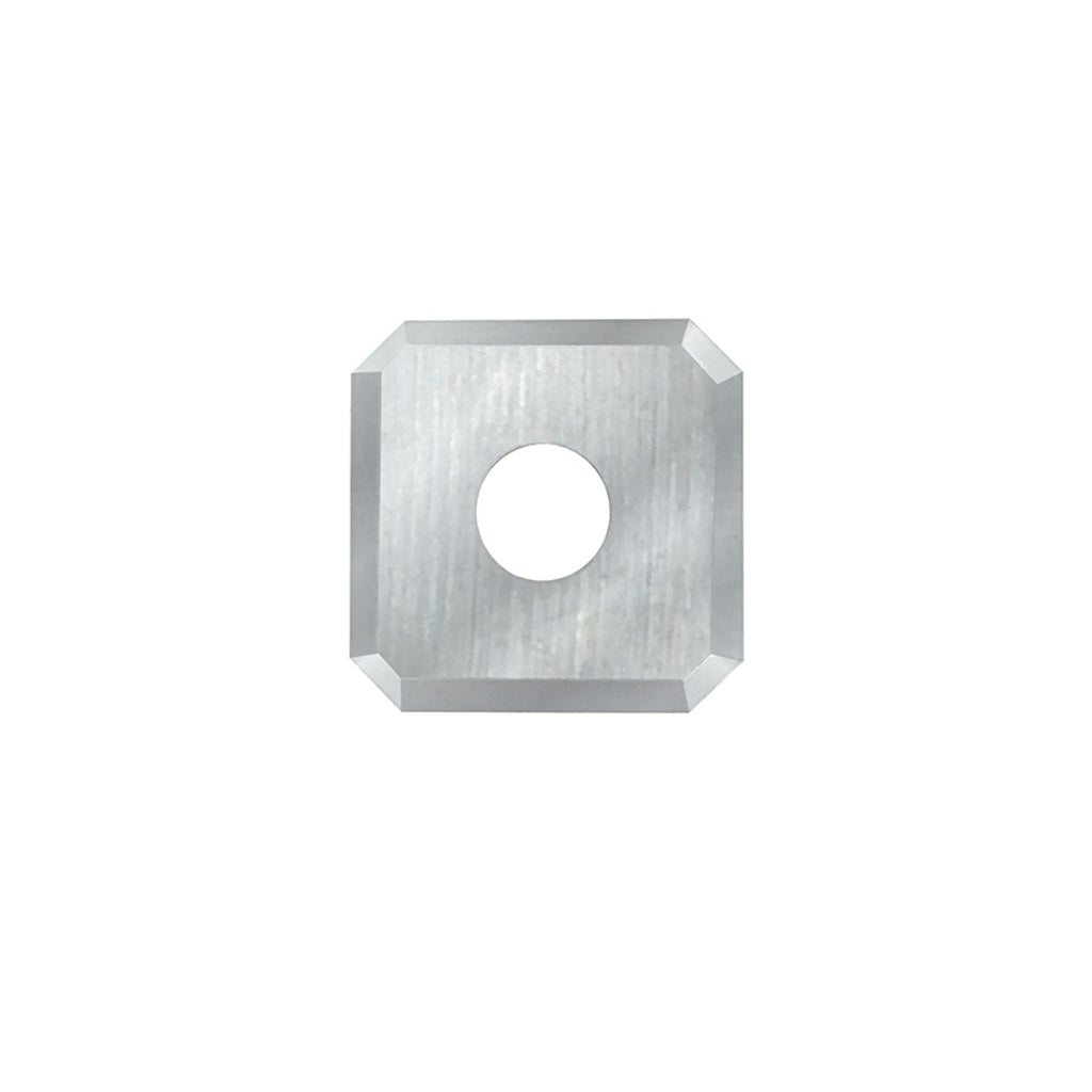 12x12x5mm replacement solid carbide insert cutter for Amana Tool RC-4300 with four cutting edges. Square w/ bevelled corners.