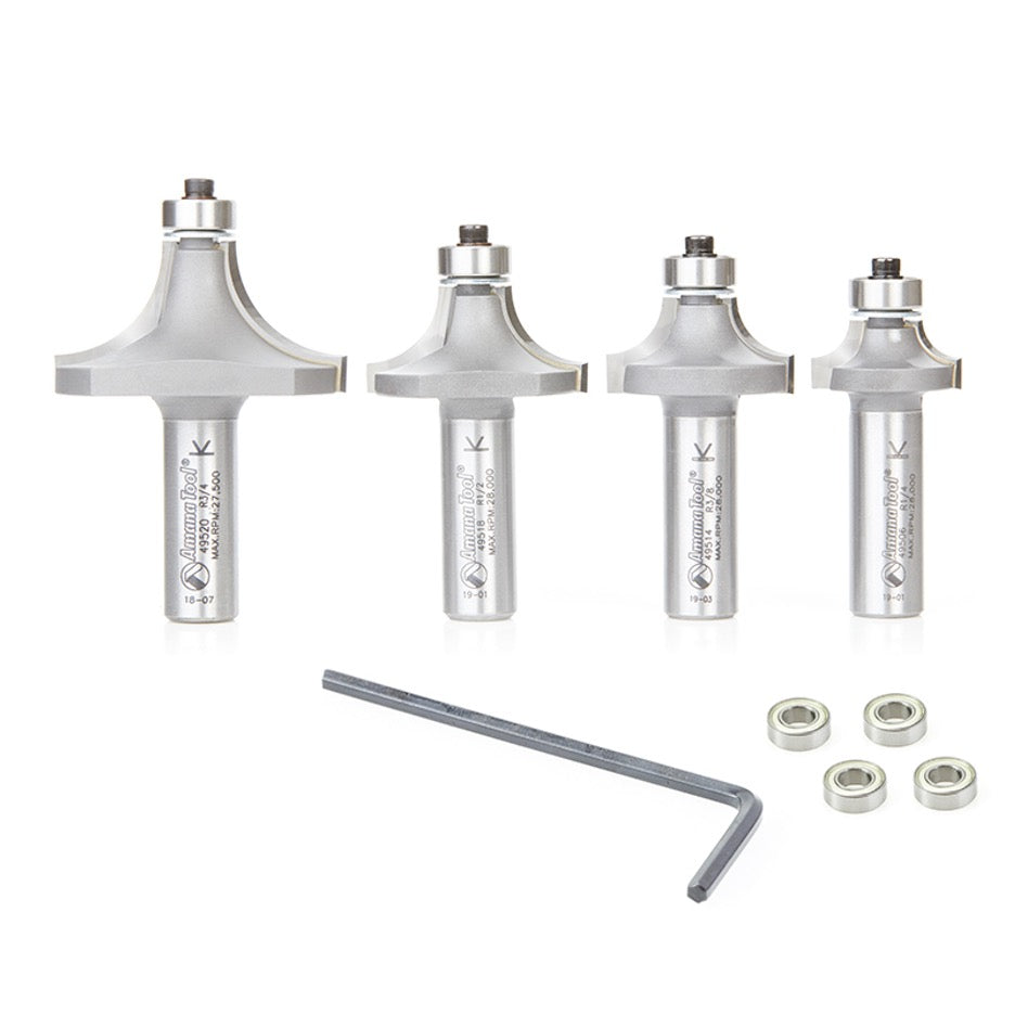 Amana Tool 4-Piece Roundover and Beading Router Bit Set AMS-556