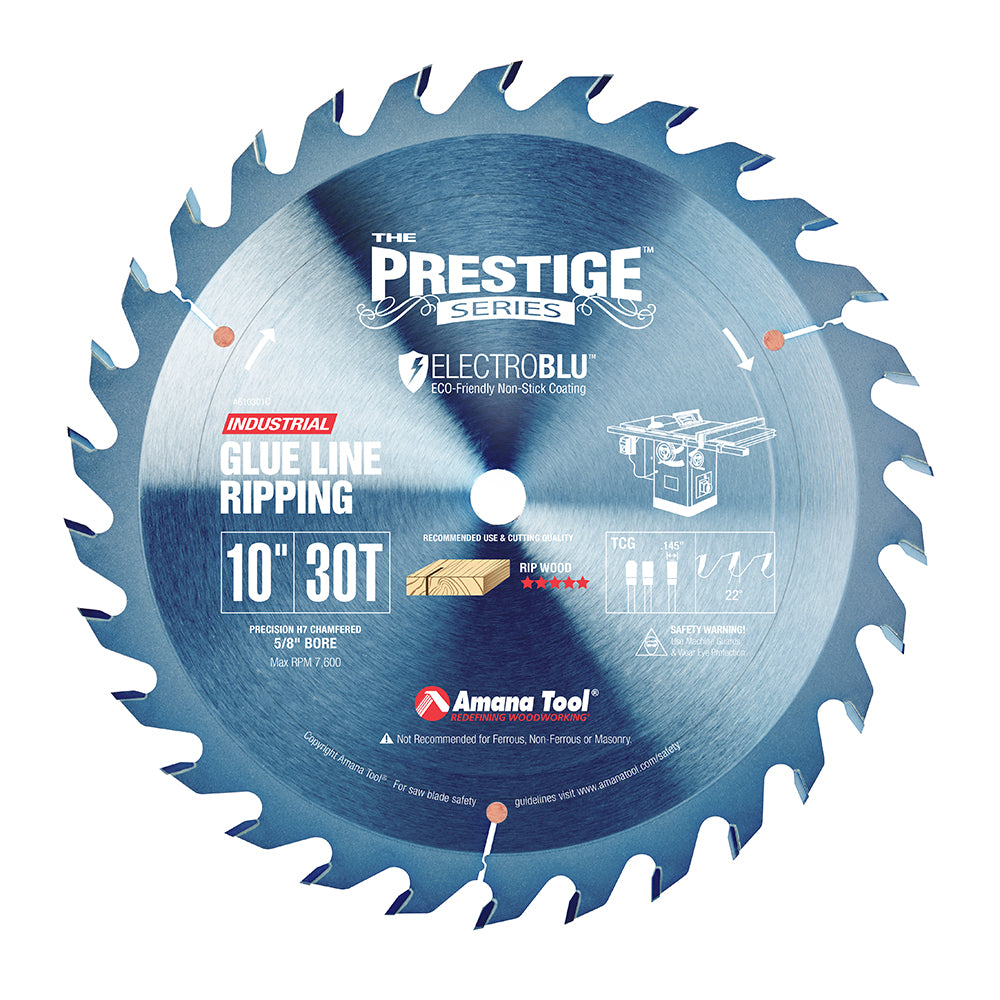 Amana Glue Line Rip Circular Saw Blade 10 Inch x 30T TCG with 5/8 Inch Bore 610301C