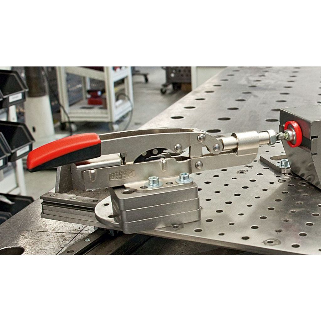 Bessey Auto-Adjust In-Line Toggle Clamp mounted on a fixture
