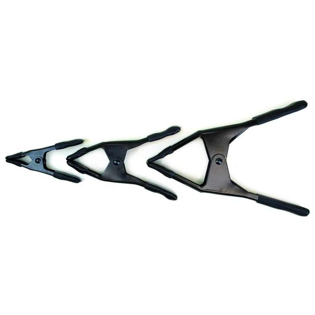 1, 2, 3 inch black anti-reflective Bessey Metal Spring Clamps