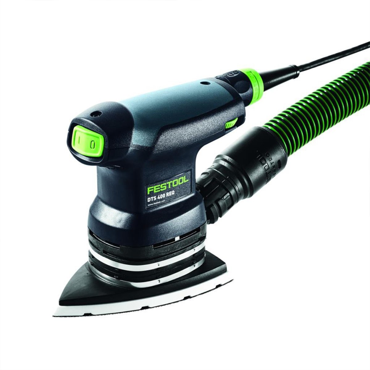 With a powerful 250 watt motor, the Festool DTS 400 REQ sander is an efficient sanding machine. Use with a dust bag or vacuum