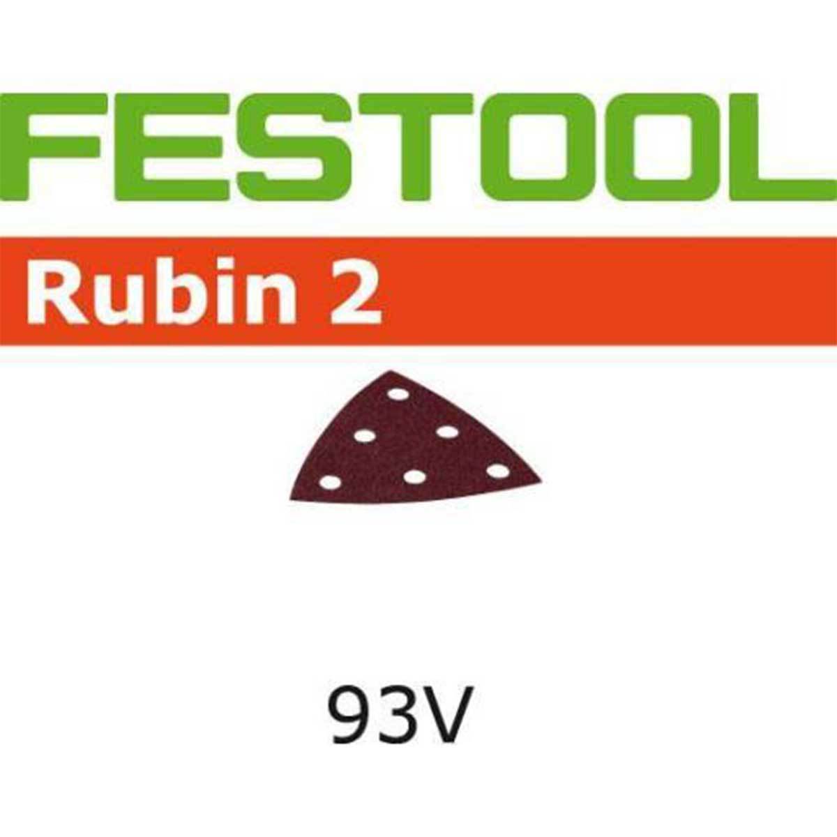 93mm delta aluminum oxide Rubin 2 abrasive sheet for use on bare wood with Festool's RO 90 triangular head for corners.
