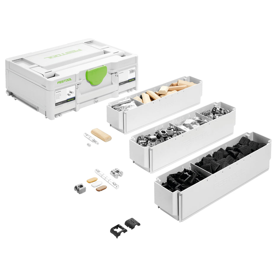 Systainer of tenons and knock down connectors for Domino XL Joiner