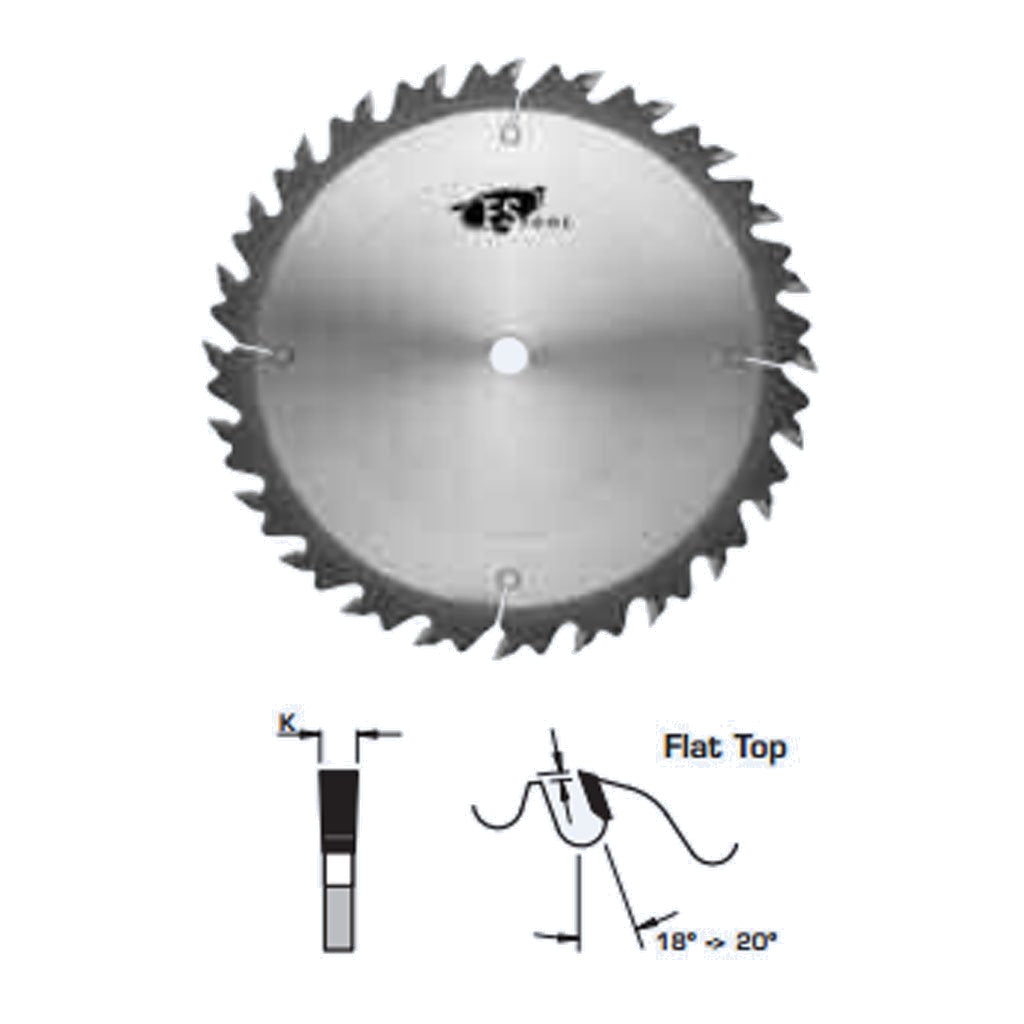 The FS Tool L02250 24-tooth rip blade has flat ground teeth and a 18-20 degree hook angle for rapid feed rates.