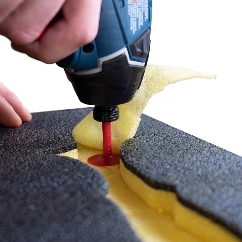 An operator used the 1-1/4 inch Kaizen Foam Spinner in an impact driver to smooth the bottom of a cutout.