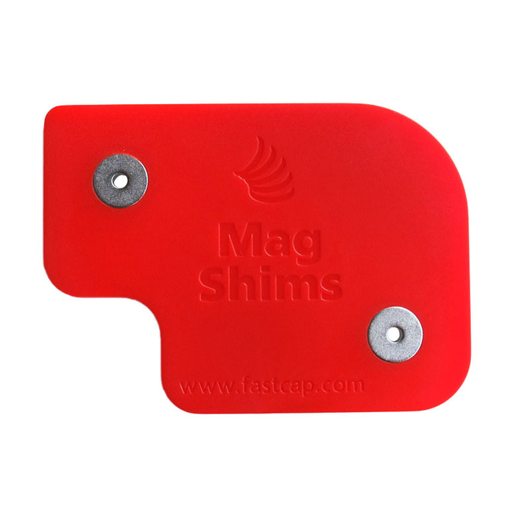 The plastic shims have magnets that hold them neatly together and branding on the face.