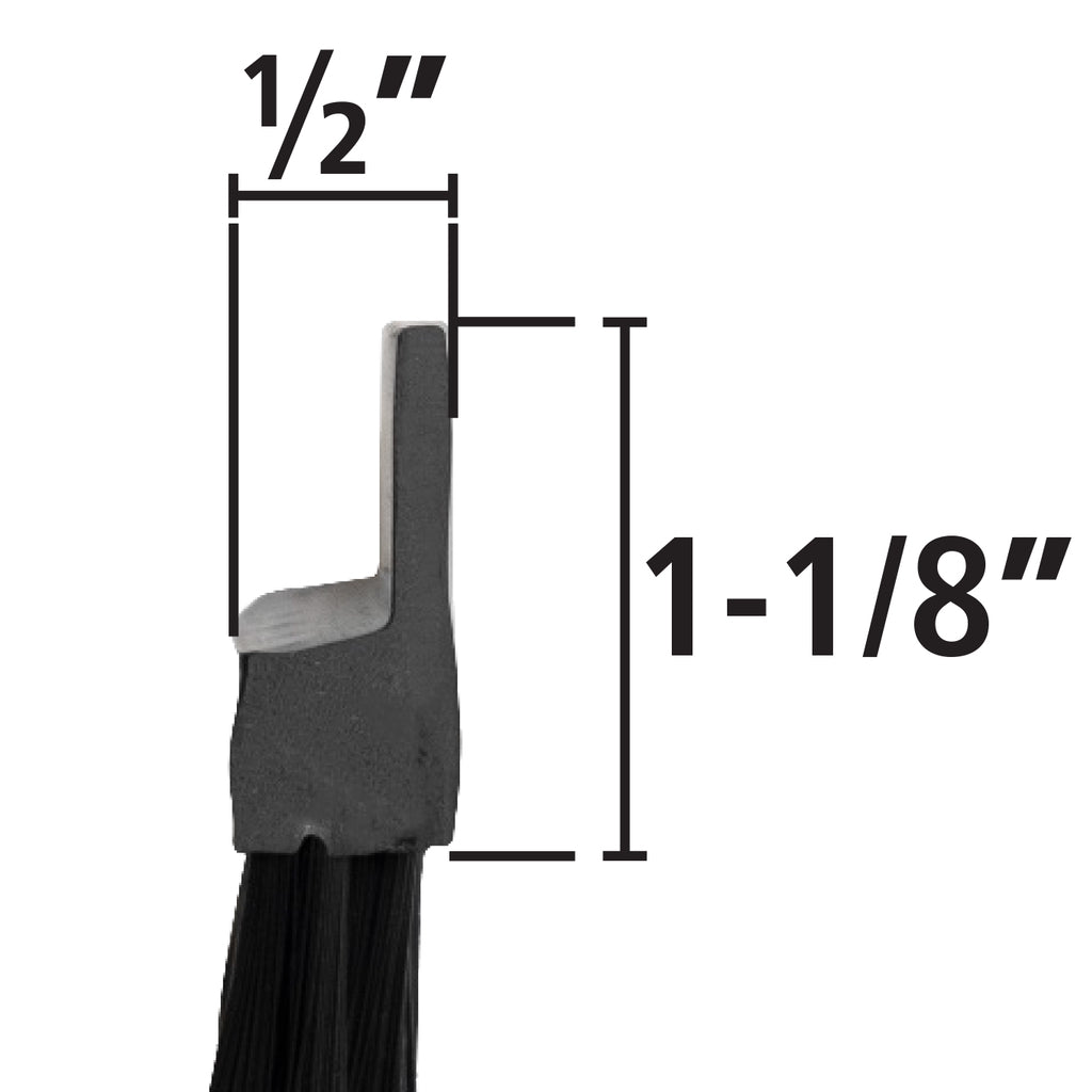 The rubber spine is 1-1/8 inches high and 1/2 inch wide.