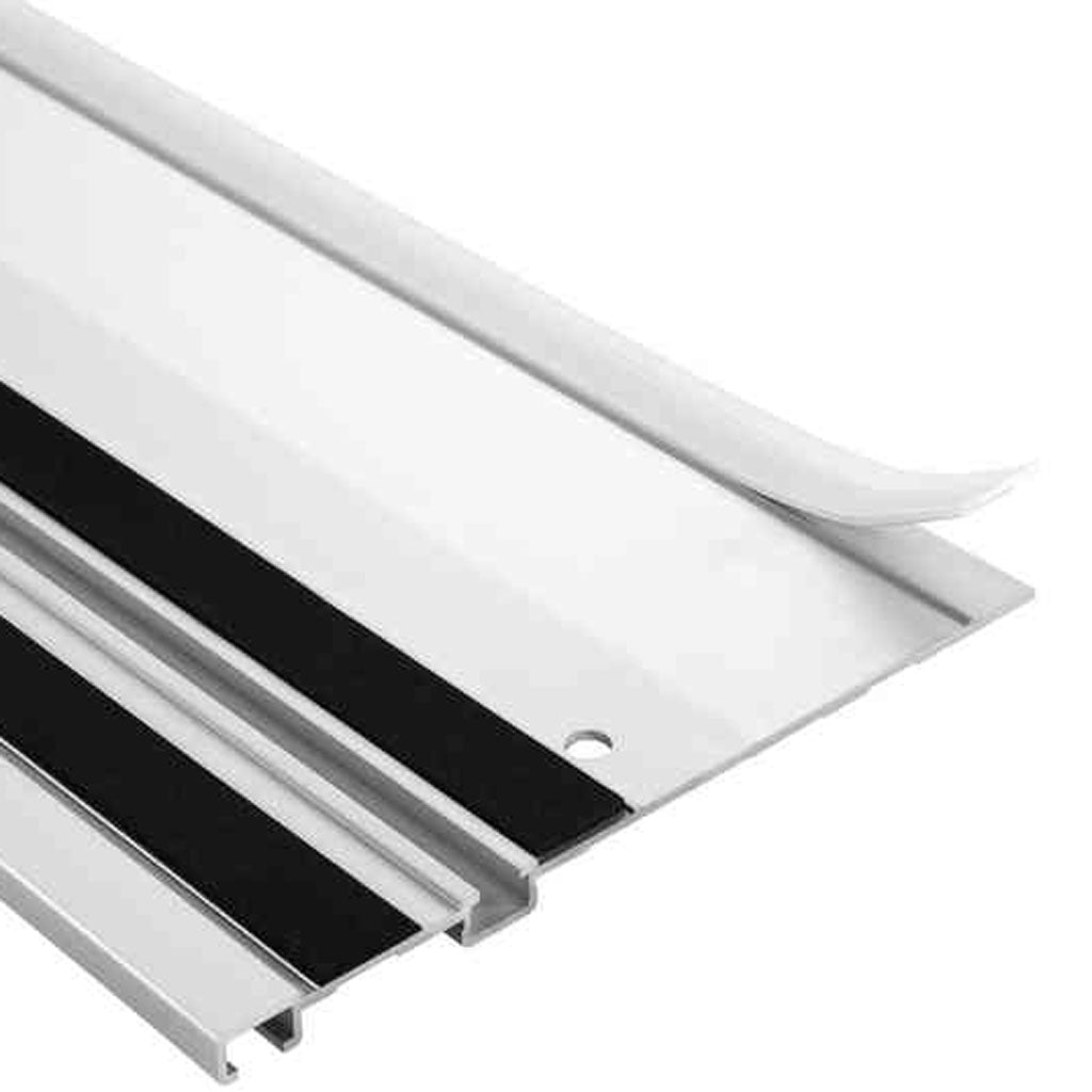 The adhesive-backed clear splinterguard indicates the exact location of the cut line & prevents chipping on the top surface.