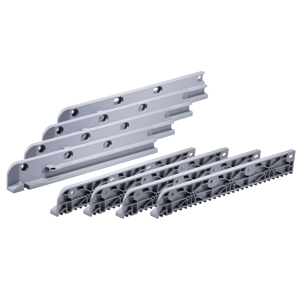 SYS3 Systainer Mounting Rails are left and right handed to hold each end of a Systainer. Lift and pull to remove a Systainer.