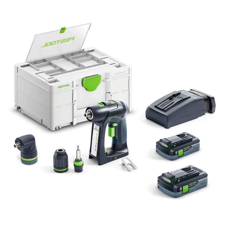 Festool Cordless Drill with C Handle C 18 HPC4.0 I-Set US 577619