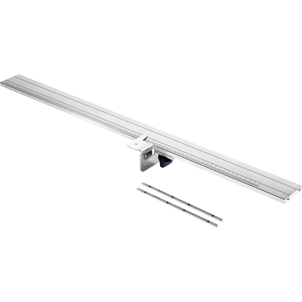 Festool aluminum Guide Extension for FS-WA Angle Stop includes adjustable flag stop and two FSV/2 Guide Rail Connectors.