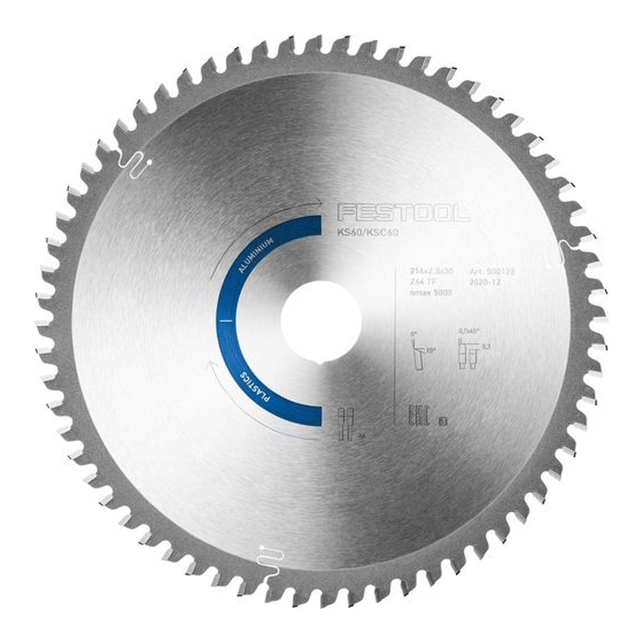 Festool Non-Ferrous Metal Circular Saw Blade 216mm x 64T TCG with 30mm Bore 576929