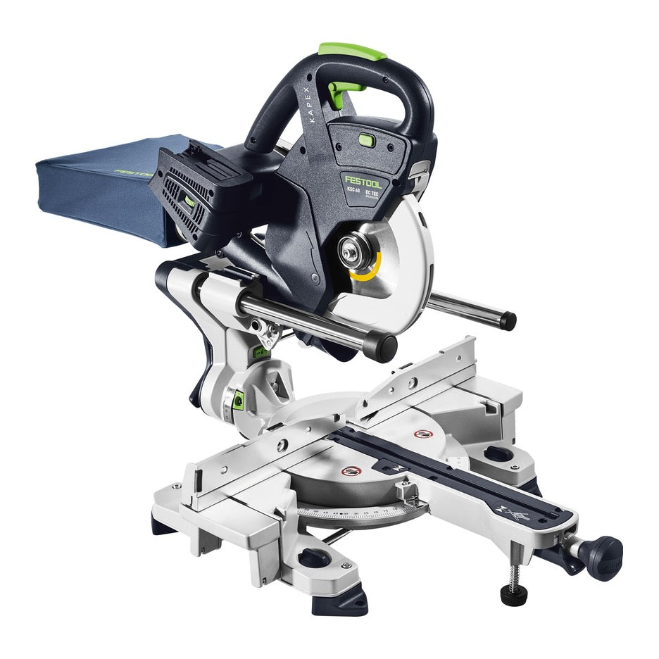 Festool Sliding Compound Mitre Saw KSC 60 EB-Basic US 576848 left with chip bag