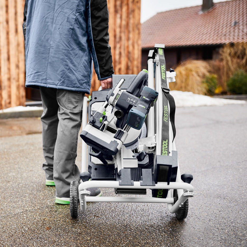 Festool Sliding Compound Mitre Saw KSC 60 EB-Basic US 576848 with accessory cart and extension wings