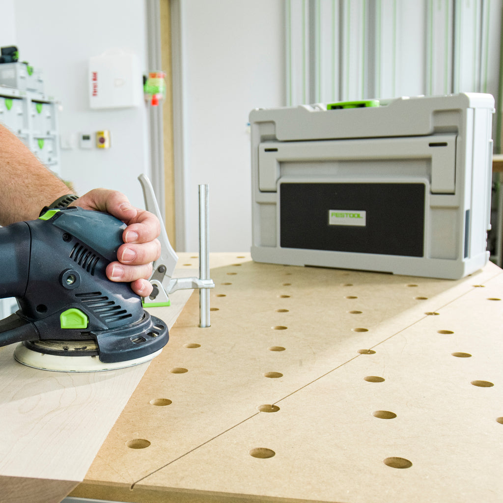 Festool Top Rock Bluetooth Speaker Systainer toolbox can be stood up on end to direct sound towards the user.