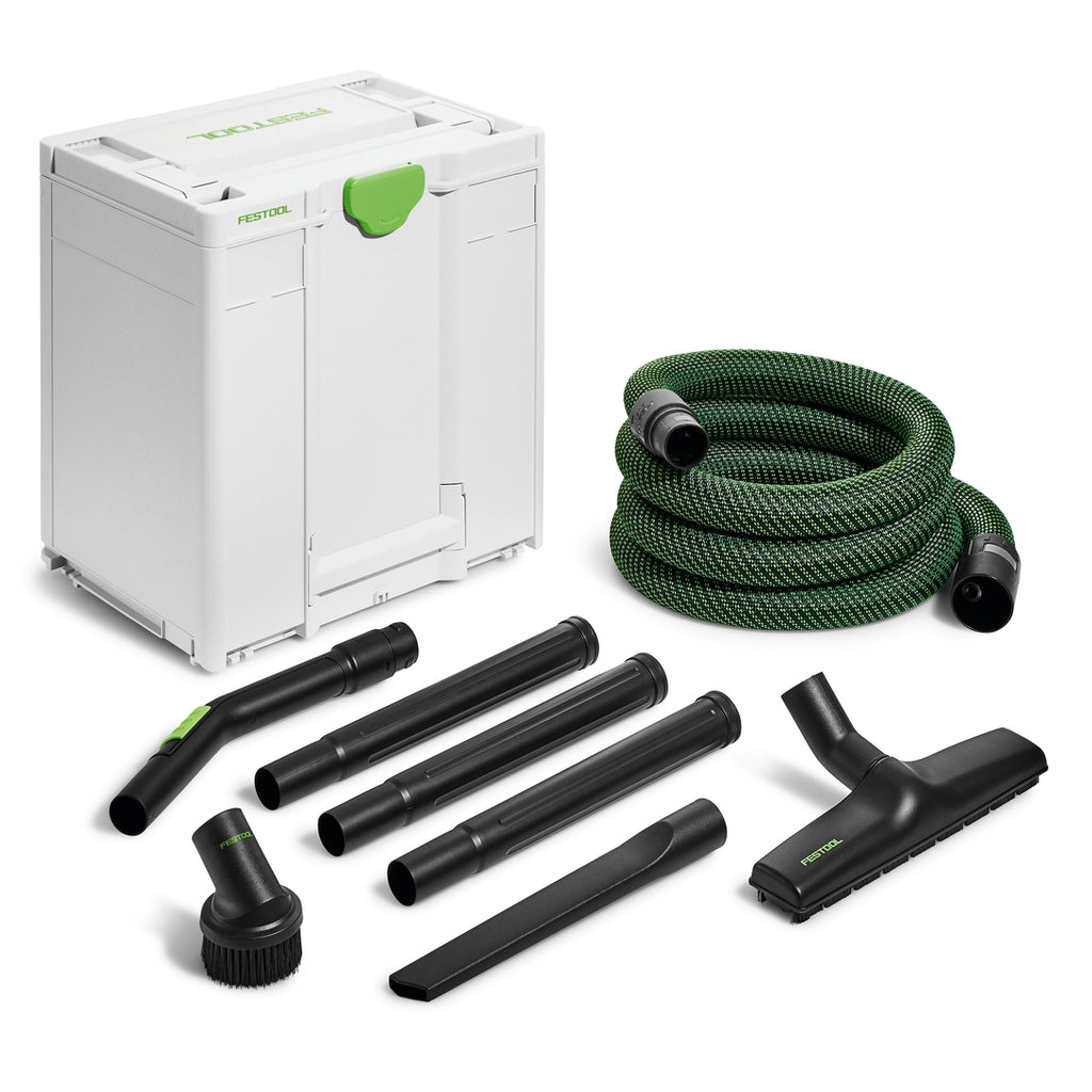 Festool Tradesman/Installer Cleaning Set w/curved tube, 3 straight tubes, crevice & floor nozzle, brush, hose, Systainer.