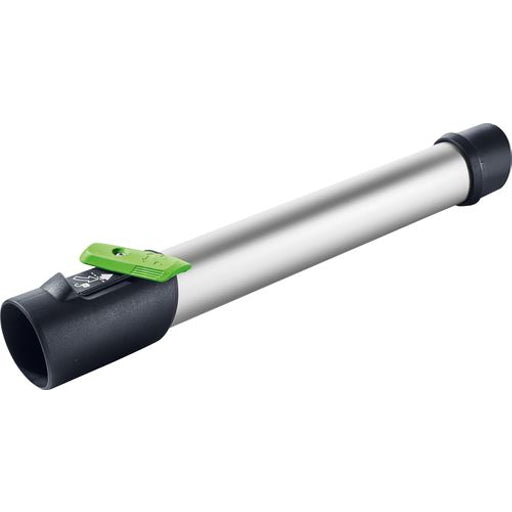 A 450mm extension for the Planex LHS 2 225 long-reach drywall sander w/fittings, aluminum beam, and green locking lever.