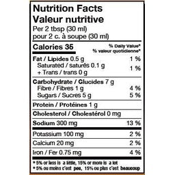 Nutrition facts for House of Q Slow Smoke Gold Barbecue Sauce.