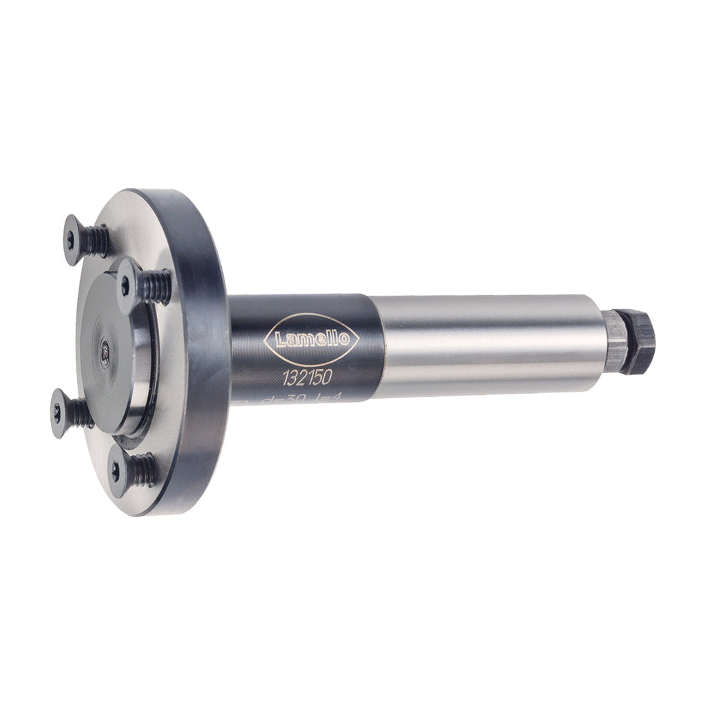 Lamello P-System CNC Cutter Arbor with 16x50mm shank, 85mm overall length, and 4 flat machine screws for fastening cutter.