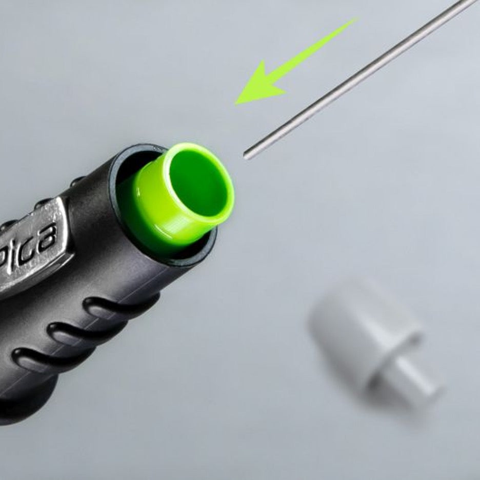 Pica Fine-Dry Longlife Automatic 0.9mm Pencil 7070 refill graphite lead through end under eraser