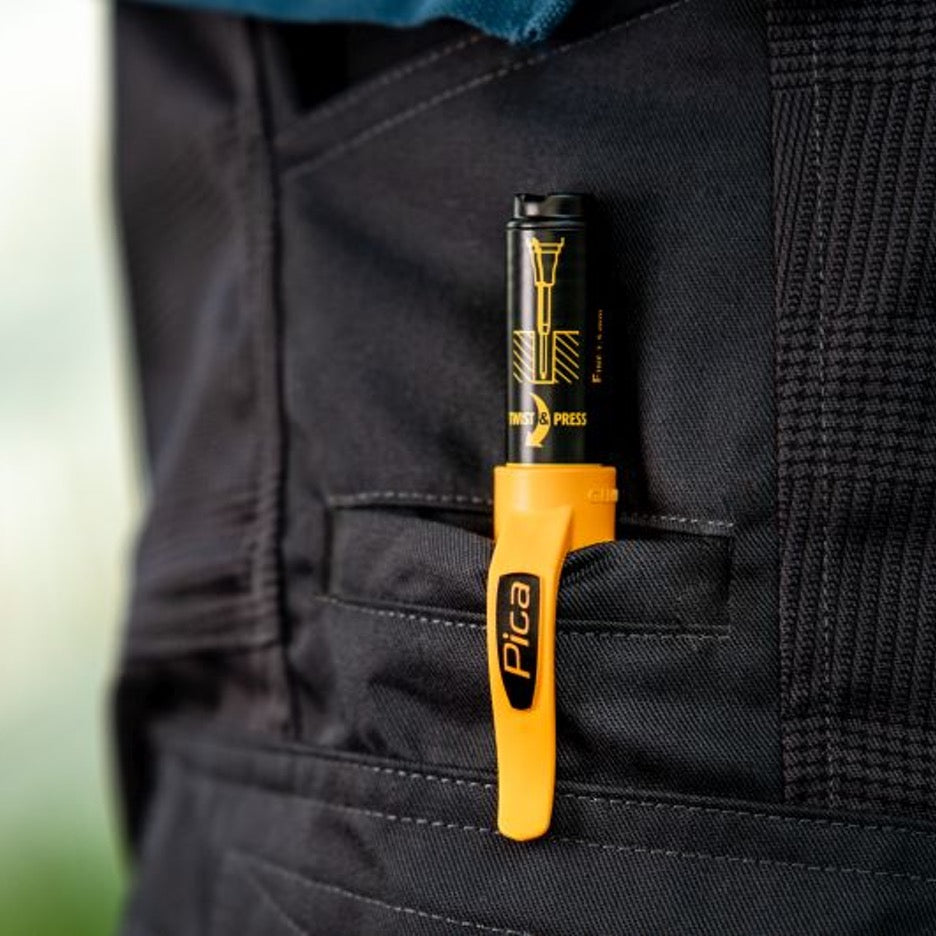 Pica Ink Deep Hole Markers 150/4* in quiver in pocket