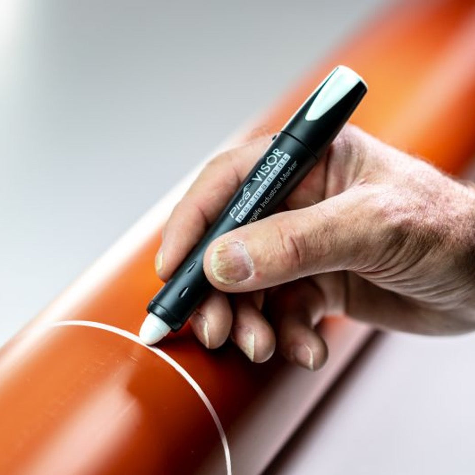 Pica Visor Permanent Markers 990/52 White marking glossy red tube