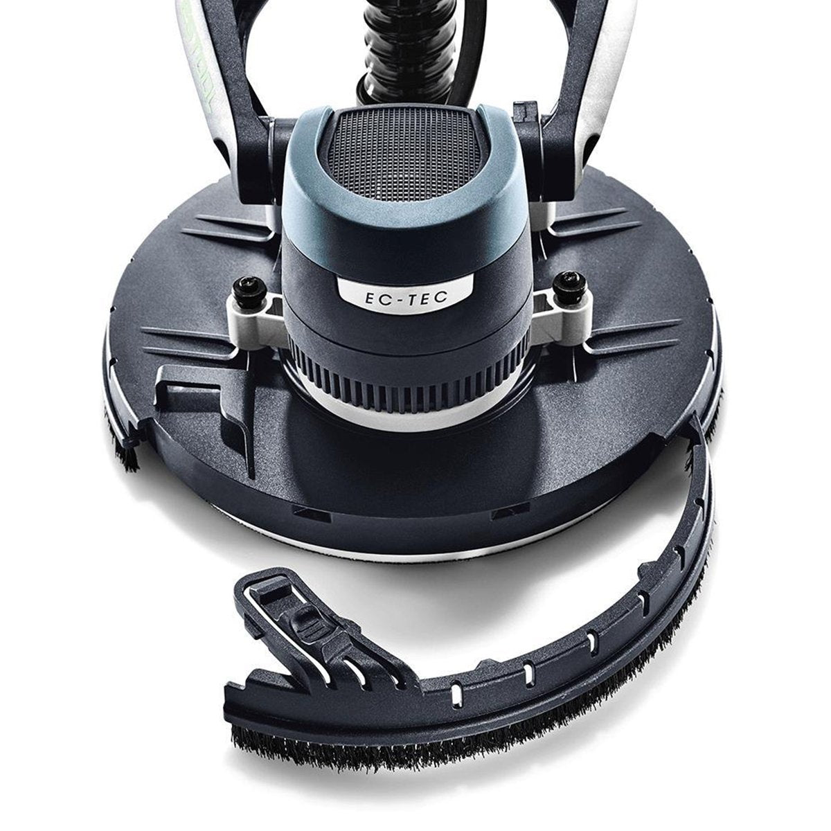 The top section of the brush around the perimeter of the pad can be removed for sanding into corners.