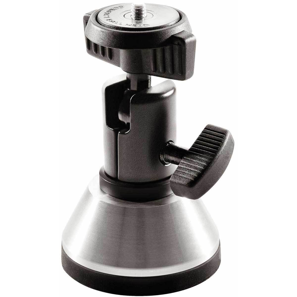 The 1/4-20 thread can be rotated and pivoted and the large thumb screw secures it so it won't move. Magnetic base.