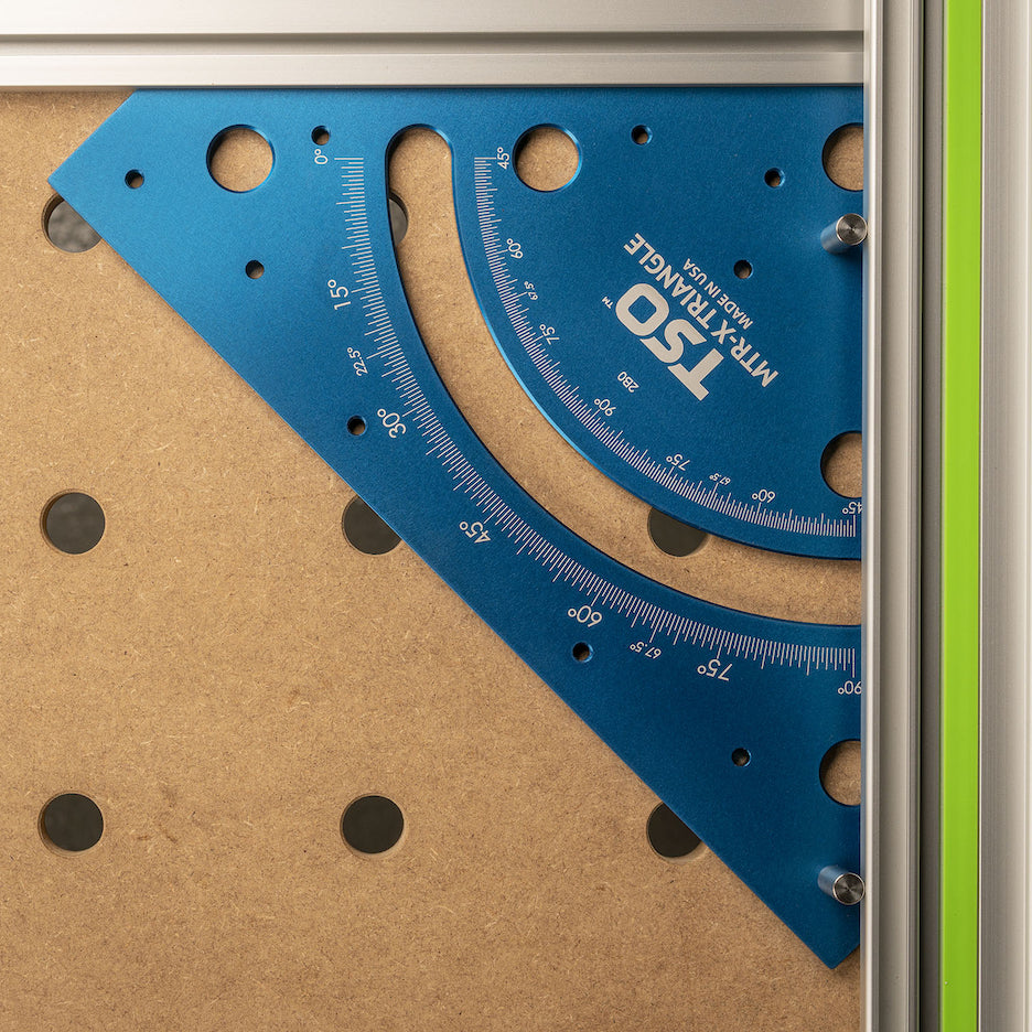 TSO Products MTR-X Precision Multifunction Triangle with long index pins aligning guide rail to MFT fence