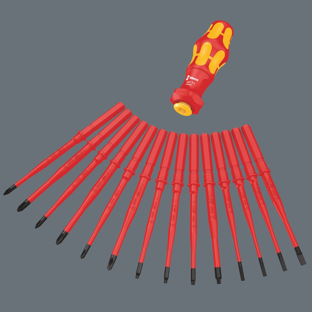 Wera Tools 16-Piece Imperial VDE Insulated Turbo I Kraftform Kompakt Screwdriver Set and bits