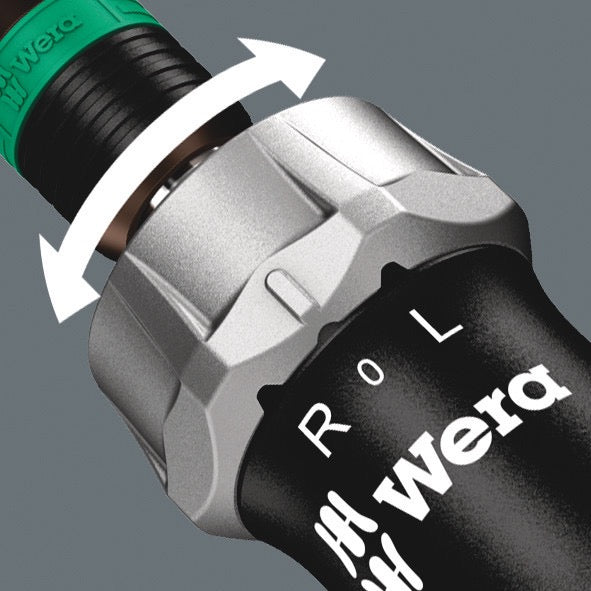 Wera Tools 17-Piece Imperial Kraftform Kompakt Ratcheting Screwdriver direction selection collar