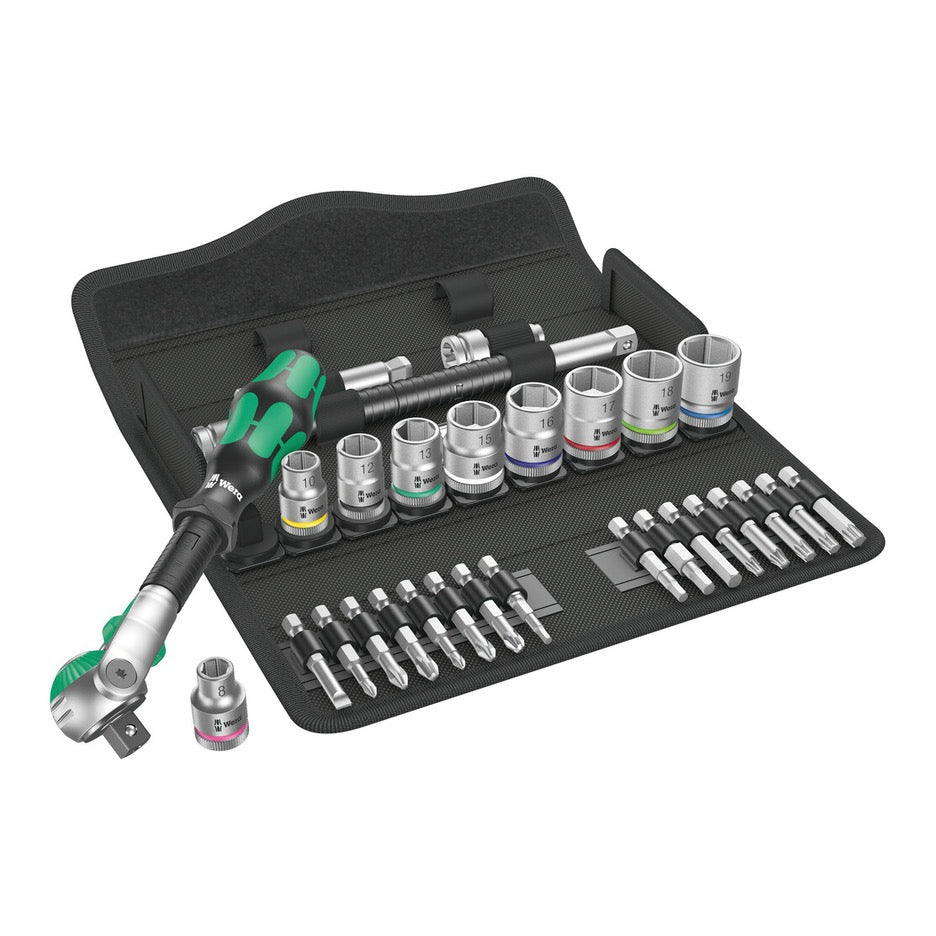 Wera Tools 29-Piece Metric 3/8 Inch Drive Zyklop Speed Ratchet Set 8100 SB 6