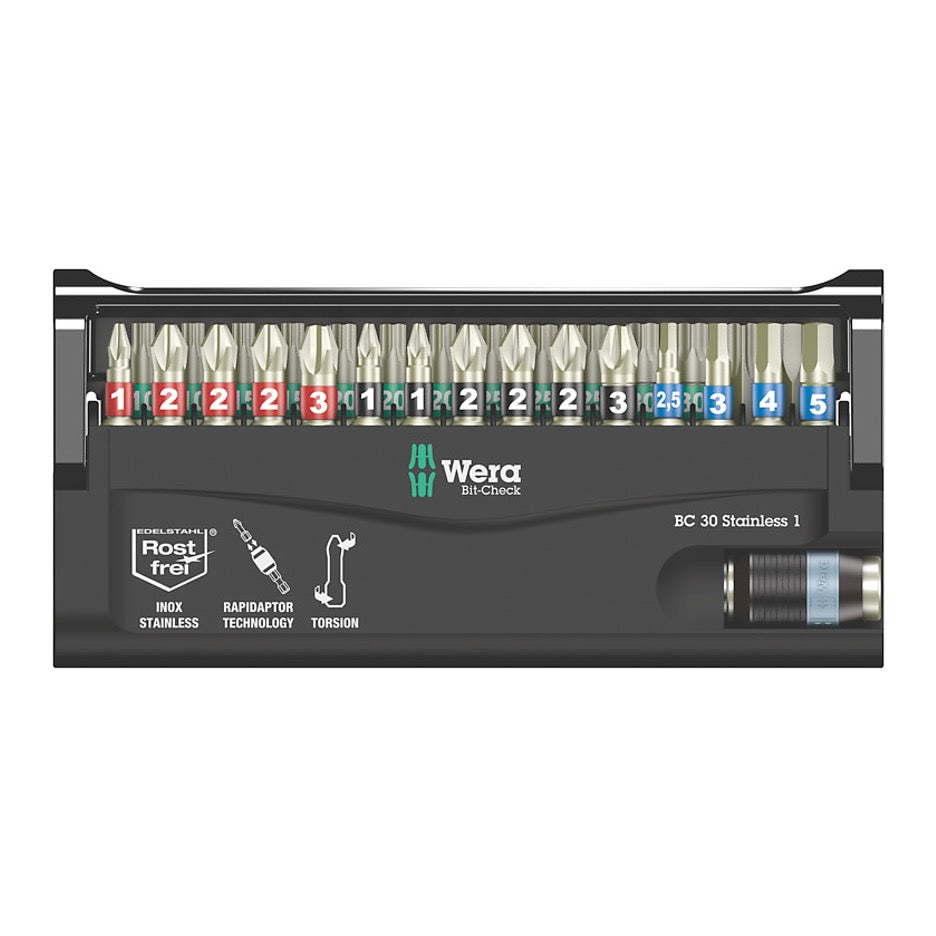 Wera Tools 30-Piece Stainless Steel Bit-Check 5071109001