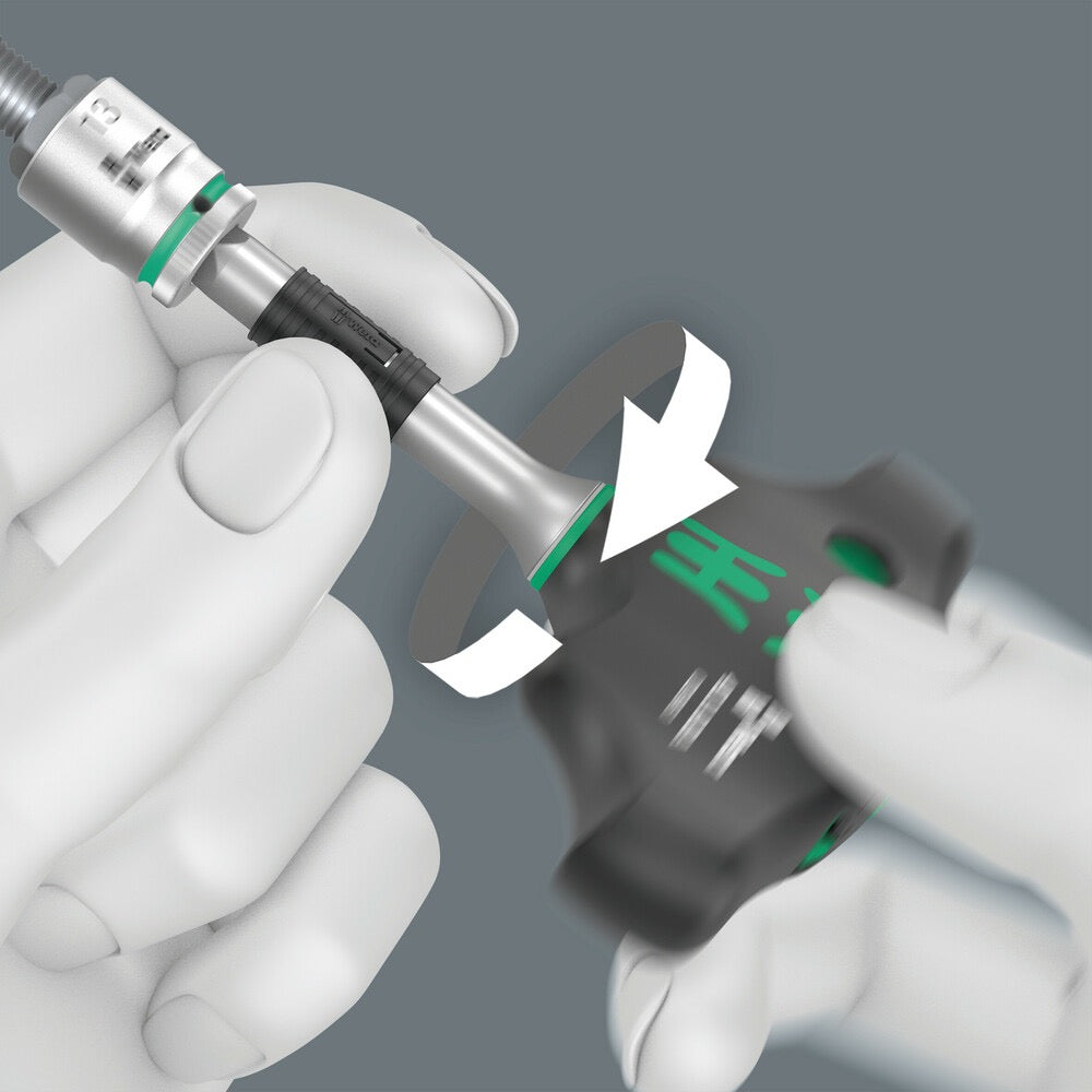 Wera Tools 9-Piece Kraftform Kompakt T-Handle Ratchet Set free-spinning sleeve for control