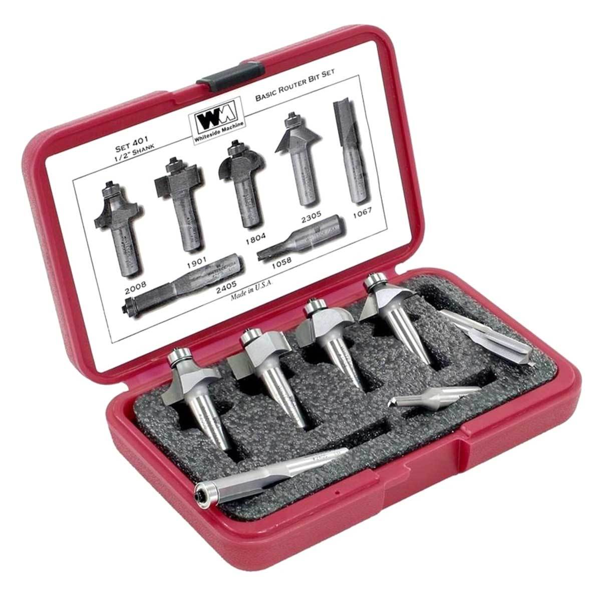 Ultimate Tools Whiteside Complete Basic Router Bit Set 7 Piece  - 1/4" & 1/2" Shank