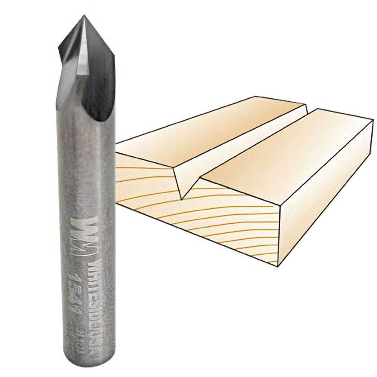 Whiteside V-Groove 60 Degree Angle - Included  Router Bits - 1/4" & 1/2" Shank